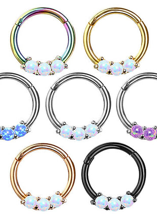 Septum Nasen Piercing Clicker Segment Ohr Ring Scharnier Opal Set