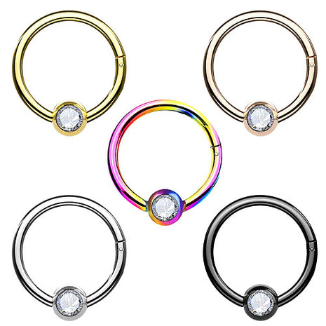 Septum Nase Ohr Segment Ring Piercing Clicker Scharnier mit Kristallkugel