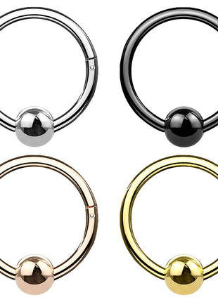 Septum Nose Ear Segment Ring Piercing Clicker Hinge with Ball 