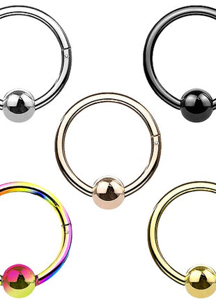 Titan Septum Piercing Clicker Nase Ohr Segment Ring Scharnier mit Kugel