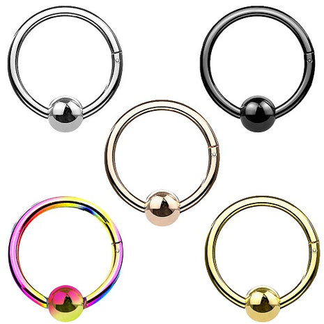 Titan Septum Piercing Clicker Nase Ohr Segment Ring Scharnier mit Kugel