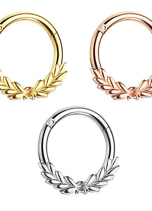 Septum Nase Ohr Segment Ring Piercing Clicker Scharnier mit Lorbeere