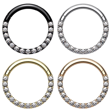 High Quality Septum Piercing Nose Ear Segment Ring Clicker Hinge Crystals 