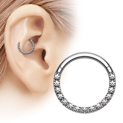 Hochwertiges Septum Piercing Nase Ohr Segment Ring Clicker Scharnier Kristalle