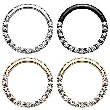 Hochwertiges Septum Piercing Nase Ohr Segment Ring Clicker Scharnier Kristalle