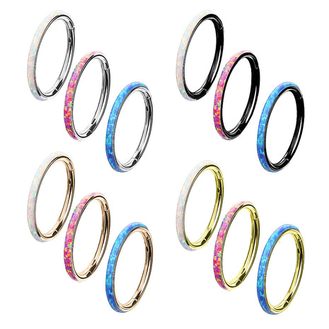 High Quality Septum Piercing Nose Ear Segment Ring Clicker Hinge Opals 