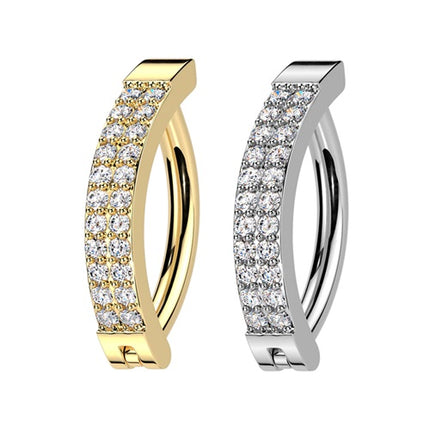 Bauchnabelpiercing Clicker Scharnier Top Down Doppel Kristall Reihe