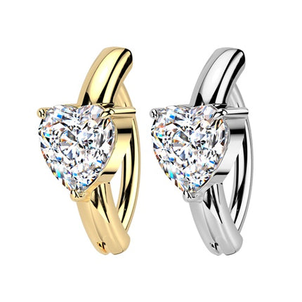 Bauchnabelpiercing Clicker Scharnier Top Down Ring Kristall Herz