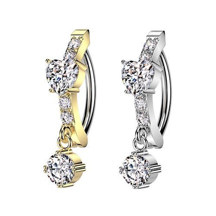 Bauchnabelpiercing Clicker Implantatqualität Kristall Herz Bauchnabel Anhänger