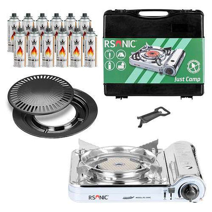 RS-3500C (Silber) + Grillplatte + 12 Gasflaschen