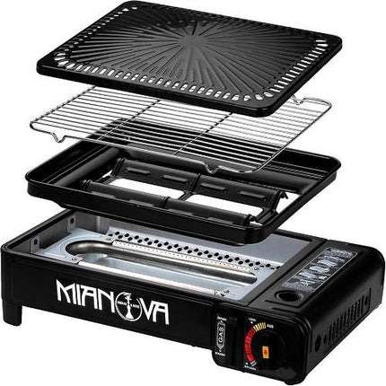 Campinggrill Gaskocher BBQ Grill im Koffer 2in1 LPG Barbecue Tischgrill