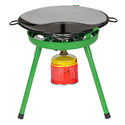 Campingkocher 4in1 Set BBQ Grill Wok Fladenbäcker Tragetasche und 4 x 500g Butangas
