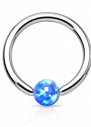 Piercing Ring mit Opal Klemm Kugel Blau