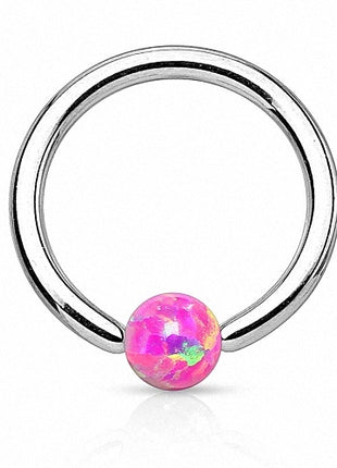 Piercing Ring mit Opal Klemm Kugel Pink