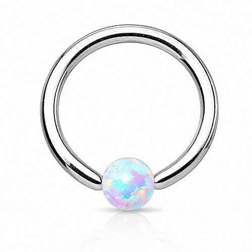 Piercing Ring mit Opal Klemm Kugel Weiß