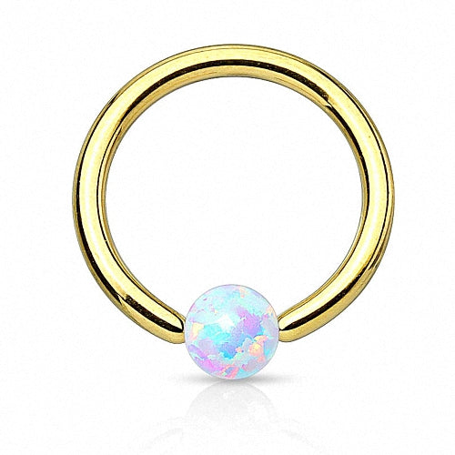 Piercing BCR Ring mit Opal Klemm Kugel
