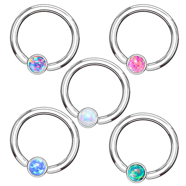 BCR Tragus Ohr Piercing Klemmring Flache Kugel mit Opal
