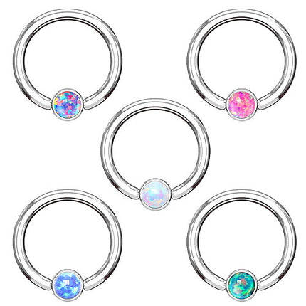 BCR Tragus Ohr Piercing Klemmring Flache Kugel mit Opal