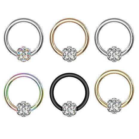 BCR Tragus Ear Piercing Clamp Ring Ferido Crystal Ball