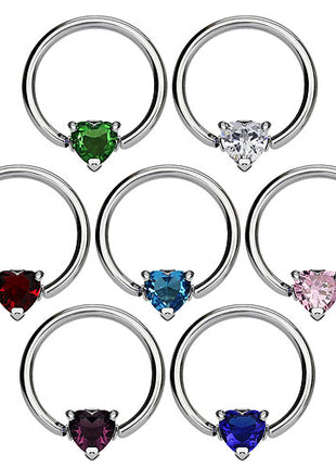 Brust Intim Piercing Captive Bead Ring Kristall Herz