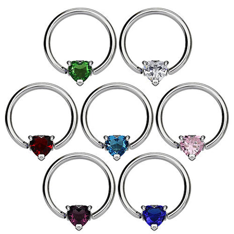 Brust Intim Piercing Captive Bead Ring Kristall Herz