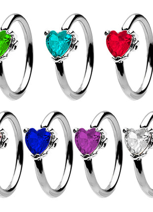 Breast Intimate Piercing Captive Bead Ring Crystal Heart 