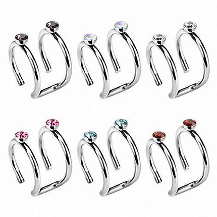 Ear Cuff Non Piercing 2er Ohrklemme Kristall Kopf