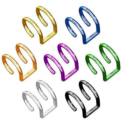 Doppel Ear Cuff Fake Piercing Ohrklemme Cartilage Knorpel Piercing