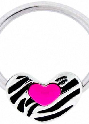 Breast intimate piercing clamp ring with heart pink 