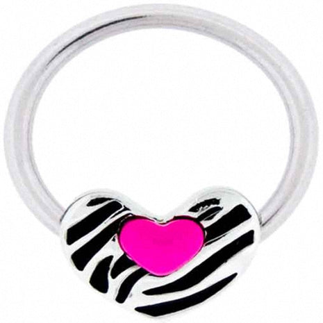 Breast intimate piercing clamp ring with heart pink 