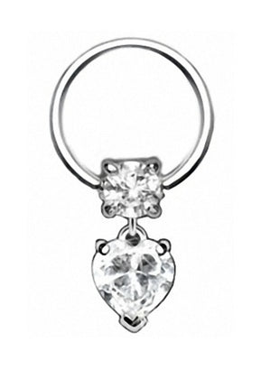 nipple piercing clamp ring crystal heart pendant 