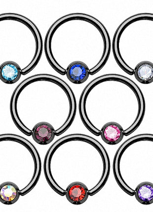 BCR Klemmring Tragus Ohr Universal Intimpiercing Ring schwarz