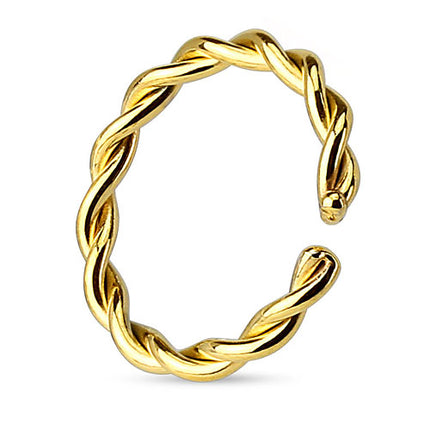 Septum Fake Ohr Piercing Nasenpiercing Ring gedreht Gold IP