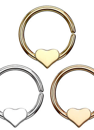 Septum Universal Ear Piercing Continuous Ring with Movable Heart 