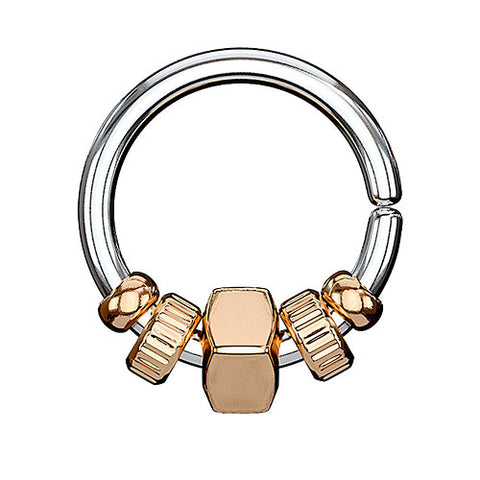 Universal Ohr Piercing Continuous Ring mit Quadrat Anhänger und Perlen