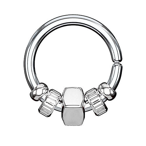 Universal Ohr Piercing Continuous Ring mit Quadrat Anhänger und Perlen