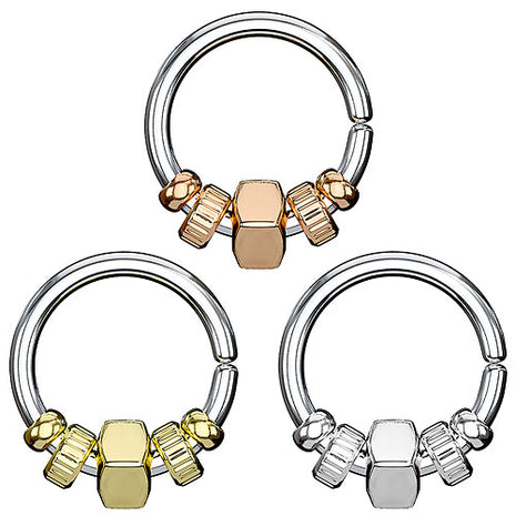 Universal Ohr Piercing Continuous Ring mit Quadrat Anhänger und Perlen