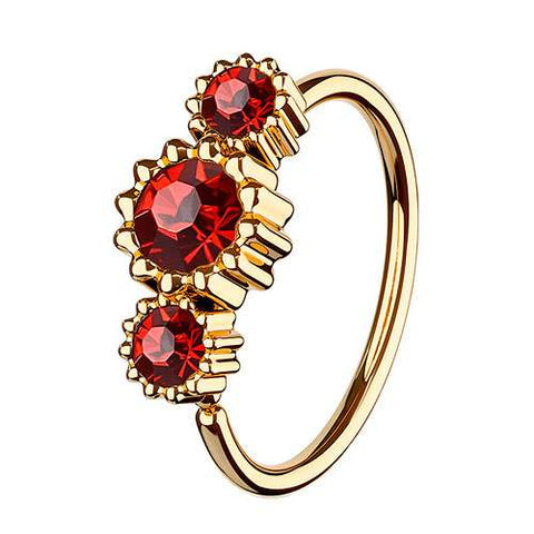 Nasenpiercing Universal Tragus Ohr Ring Rosegold IP mit 3 Kristallen