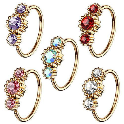 Nasenpiercing Universal Tragus Ohr Ring Rosegold IP mit 3 Kristallen