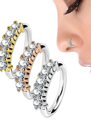 Nasen Universal Tragus Ohr Piercing Ring mit 5 Kristallen