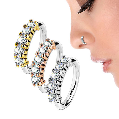 Nasen Universal Tragus Ohr Piercing Ring mit 5 Kristallen