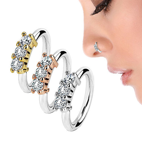 Nasen Universal Tragus Ohr Piercing Ring mit 3 Kristallen