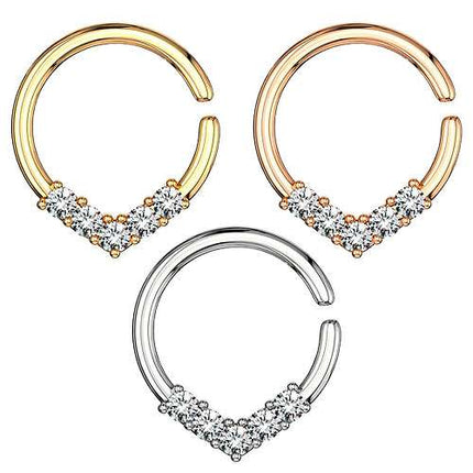 Nasenpiercing Septum Ohr Piercing biegsamer Universal V-förmig Ring mit Kristallen
