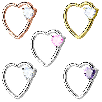Tragus Ohr Knorpel Piercing Continuous Ring Kristall Herz