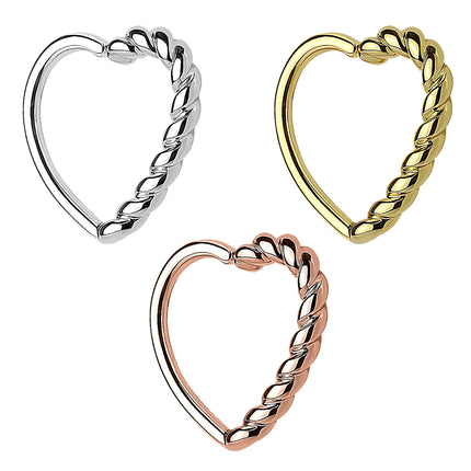 Tragus Ohr Piercing Continuous Ring Herz geflochten gedreht