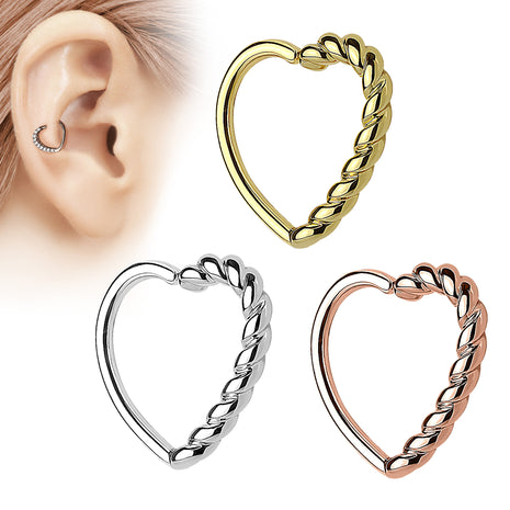 Tragus Ohr Piercing Continuous Ring Herz geflochten gedreht