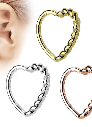 Tragus Ear Piercing Continuous Ring Heart braided twisted 