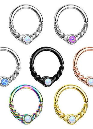 Septum Tragus Ohr Piercing Continuous Ring Oval geflochten mit Opal