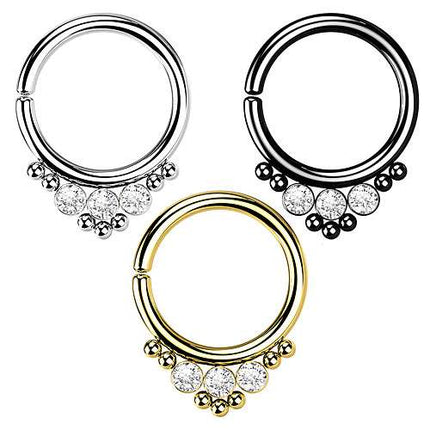 Septum Tragus Ohr Piercing Continuous biegsamer Ring mit Kristall Kugeln