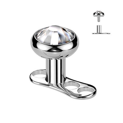 Dermal Hautanker Titan Implantatqualität Innengewinde Set mit Kristall Aufsatz